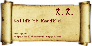 Kolláth Karád névjegykártya